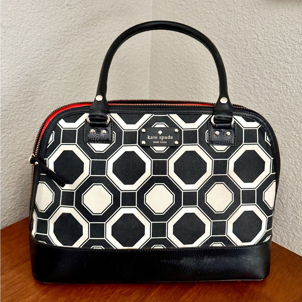 Kate Spade Black and White Hexagon Satchel